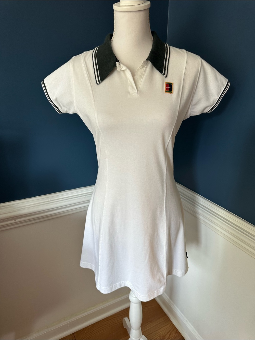 Vintage 90s Nike Court Tennis Polo Dress White Black